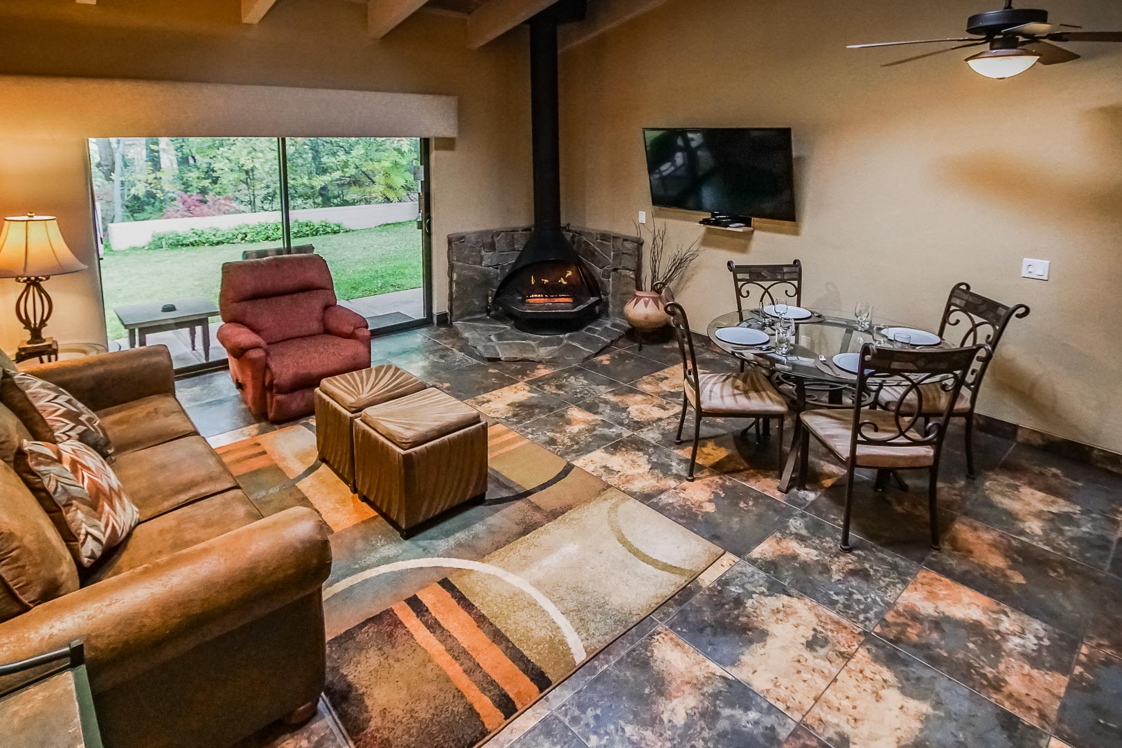 A spacious living room area at VRI's Villas at Poco Diablo in Sedona, Arizona.